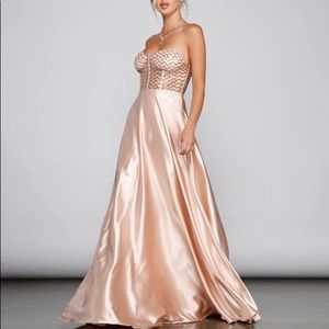 Betsy Sweetheart Sequin Corset A-Line Formal Dress